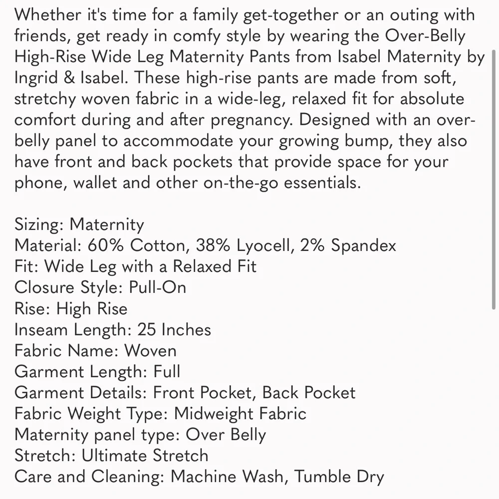 Over Belly High-Rise Wide Leg Maternity Pull-On
Pa Cream - Picture 5 of 6